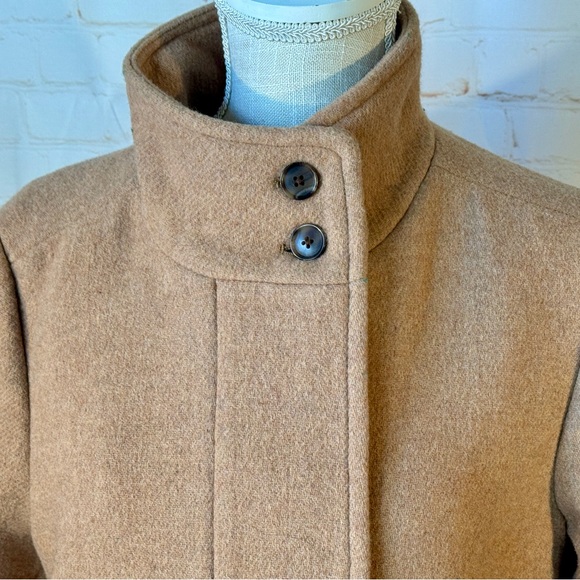 J. Crew Wool City Coat Button Neck Mushroom Tan Zippered Car Thigh Length M 8 - Picture 10 of 14